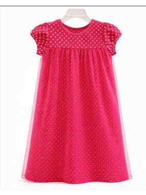 NWOT Carter’s Girls Nightgown Size Large – Pink Polka Dot, Sheer Overlay